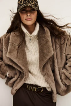 Ba&Sh PINIE faux fur coat GRIS Sale