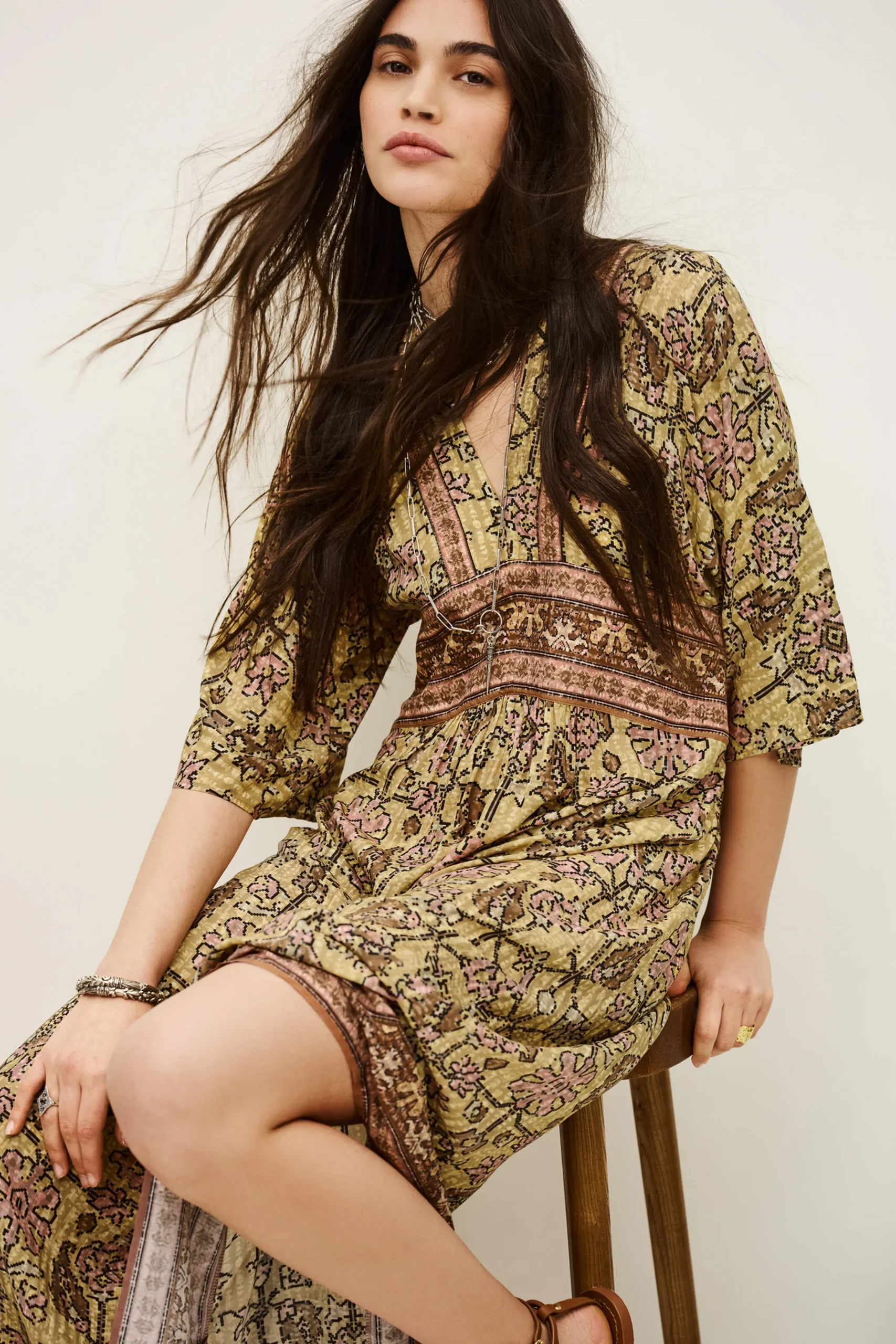 Ba&Sh PIPA vestido midi AMARILLO Online