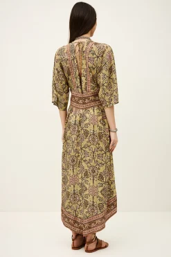 Ba&Sh PIPA vestido midi AMARILLO Online