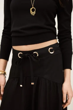 Ba&Sh PONIA falda midi talle NEGRO Sale