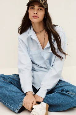 Ba&Sh PORZIA camisa ancha de rayas AZUL Outlet
