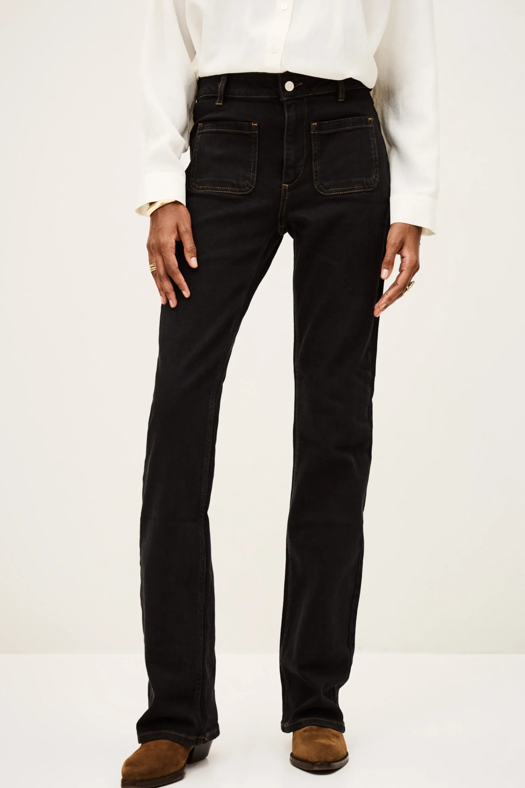 Ba&Sh ROSS vaqueros acampanados NEGRO New