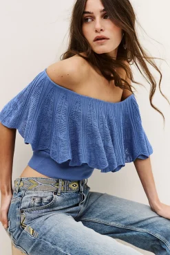 Ba&Sh SALDA top con hombros descubiertos NEGRO Clearance