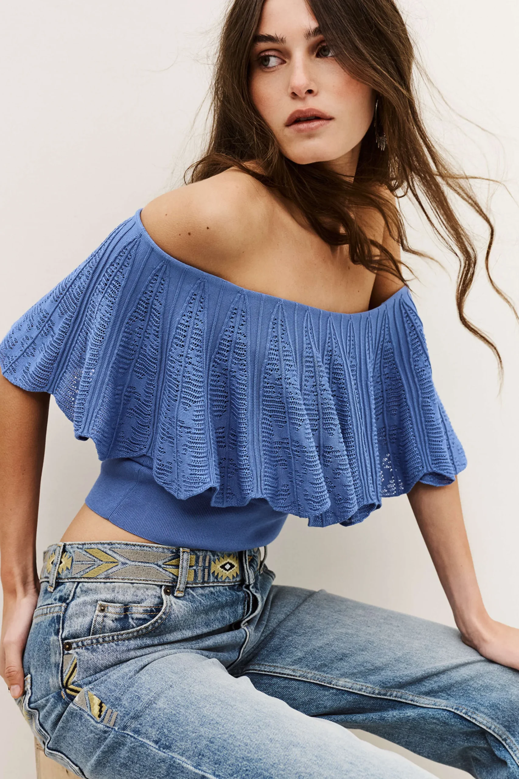 Ba&Sh SALDA top con hombros descubiertos NEGRO Clearance
