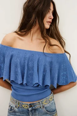 Ba&Sh SALDA top con hombros descubiertos NEGRO Clearance