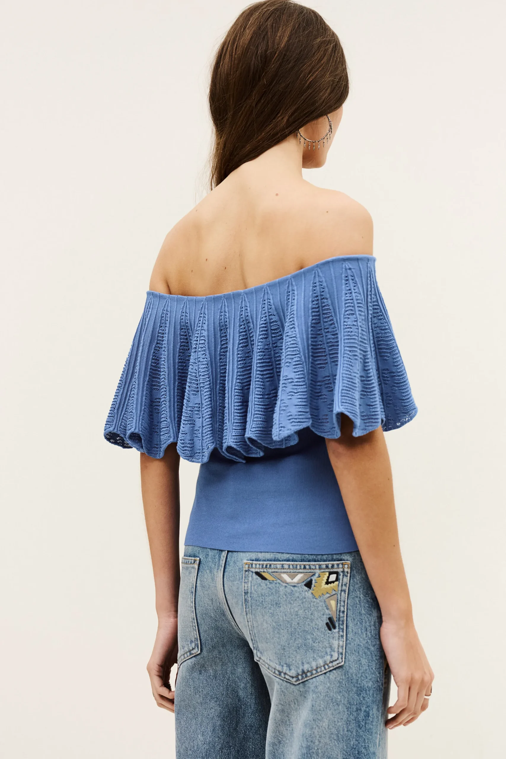 Ba&Sh SALDA top con hombros descubiertos NEGRO Clearance