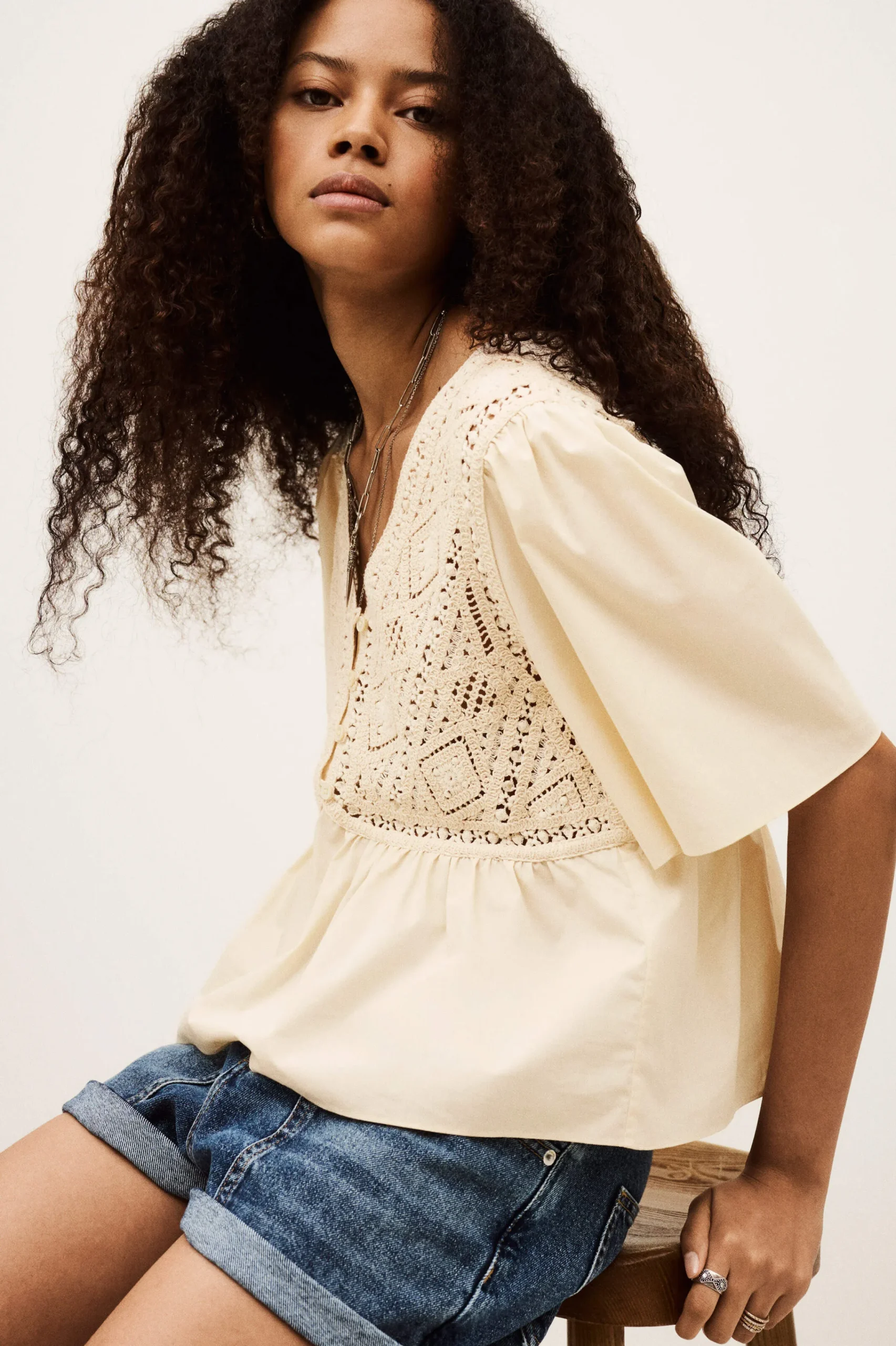 Ba&Sh SALVI blusa de manga corta ECRU Online
