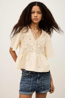 Ba&Sh SALVI blusa de manga corta ECRU Online