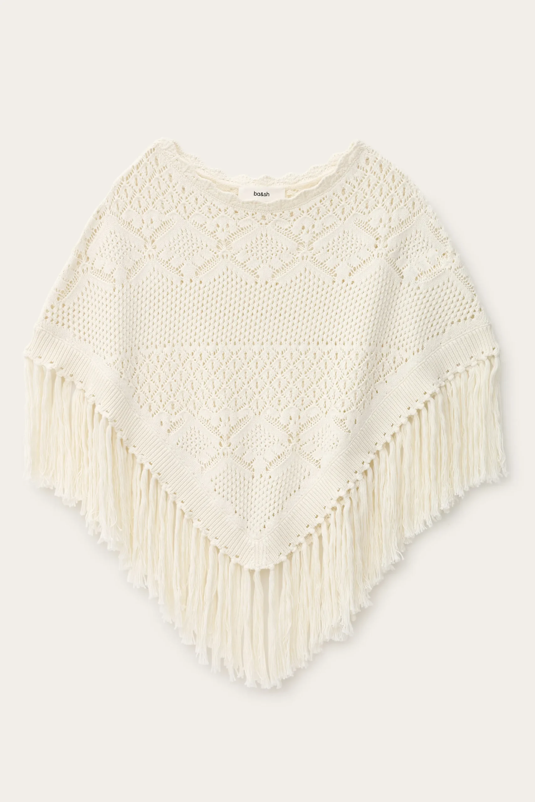 Ba&Sh SANDY poncho de punto de algodón ECRU Hot