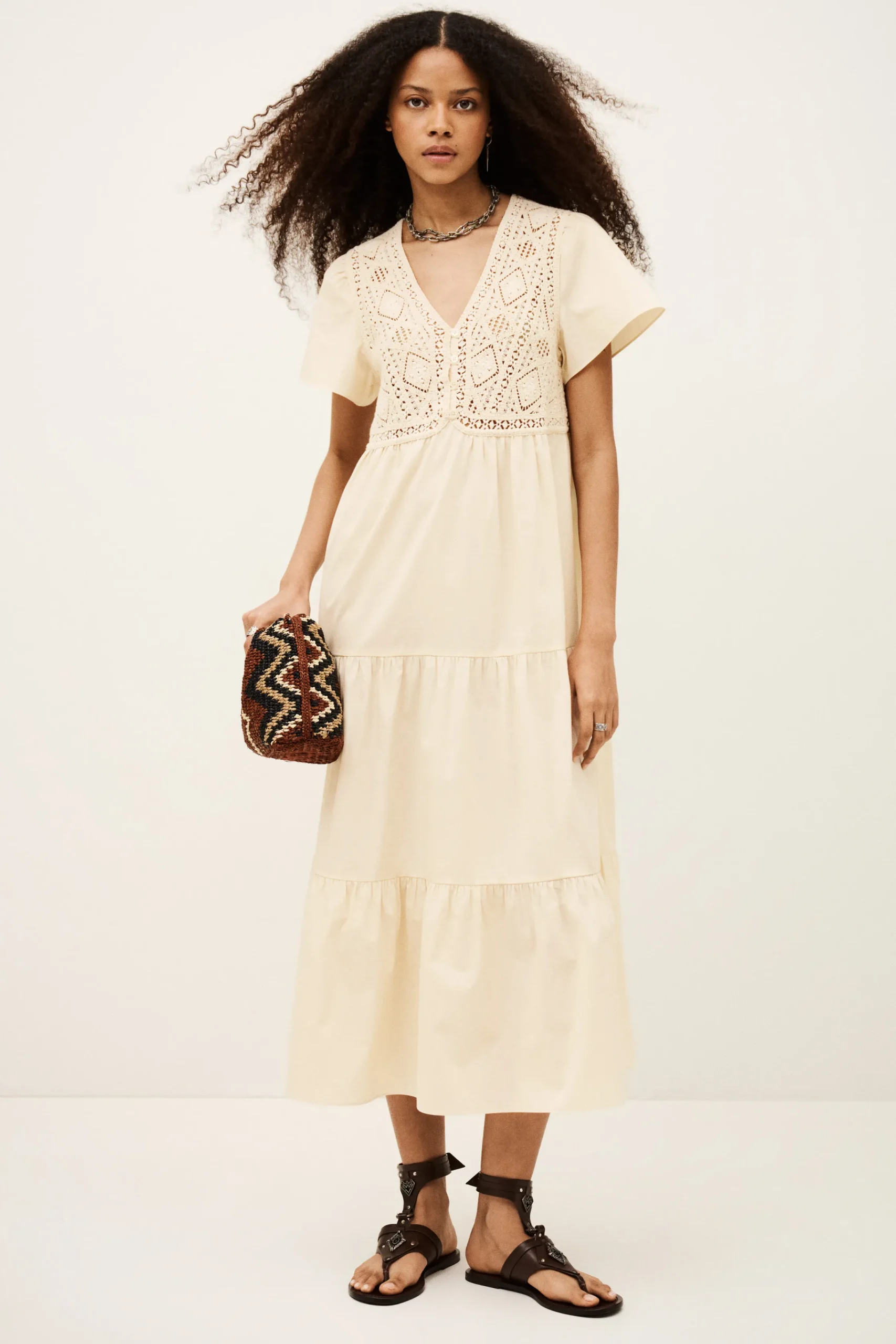 Ba&Sh SANDY vestido midi ECRU Best