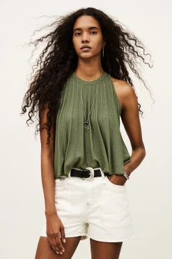Ba&Sh SERRES top sin mangas punto calado VERDE New