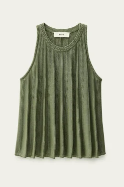 Ba&Sh SERRES top sin mangas punto calado VERDE New