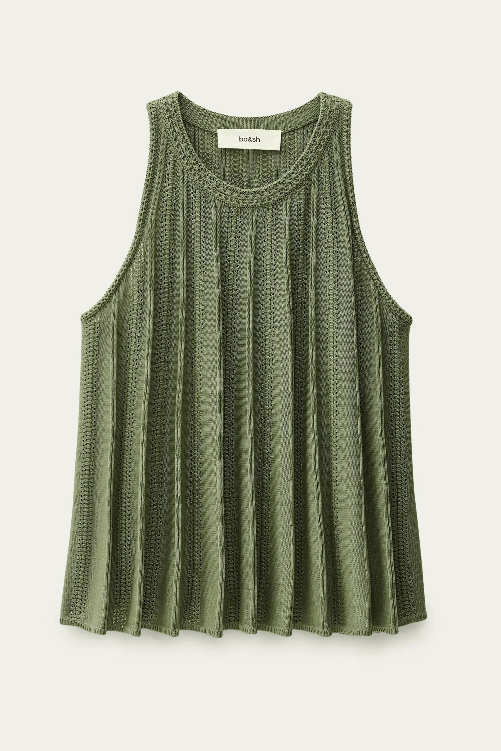 Ba&Sh SERRES top sin mangas punto calado VERDE New
