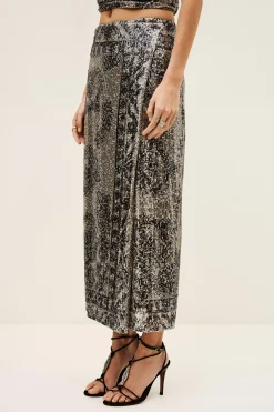Ba&Sh SILVIA falda larga estampada NEGRO New