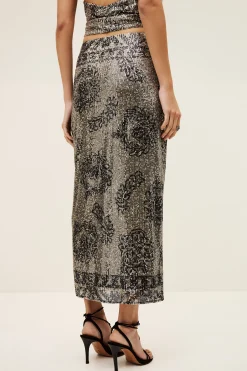Ba&Sh SILVIA falda larga estampada NEGRO New