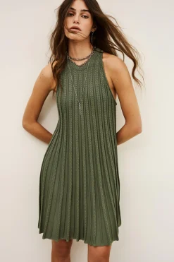 Ba&Sh SINNTA vestido punto sin mangas plisado VERDE Outlet