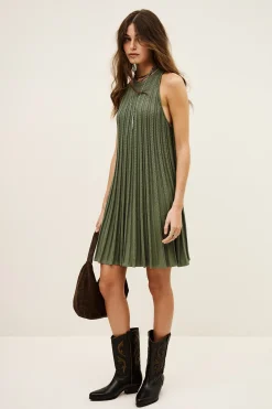 Ba&Sh SINNTA vestido punto sin mangas plisado VERDE Outlet