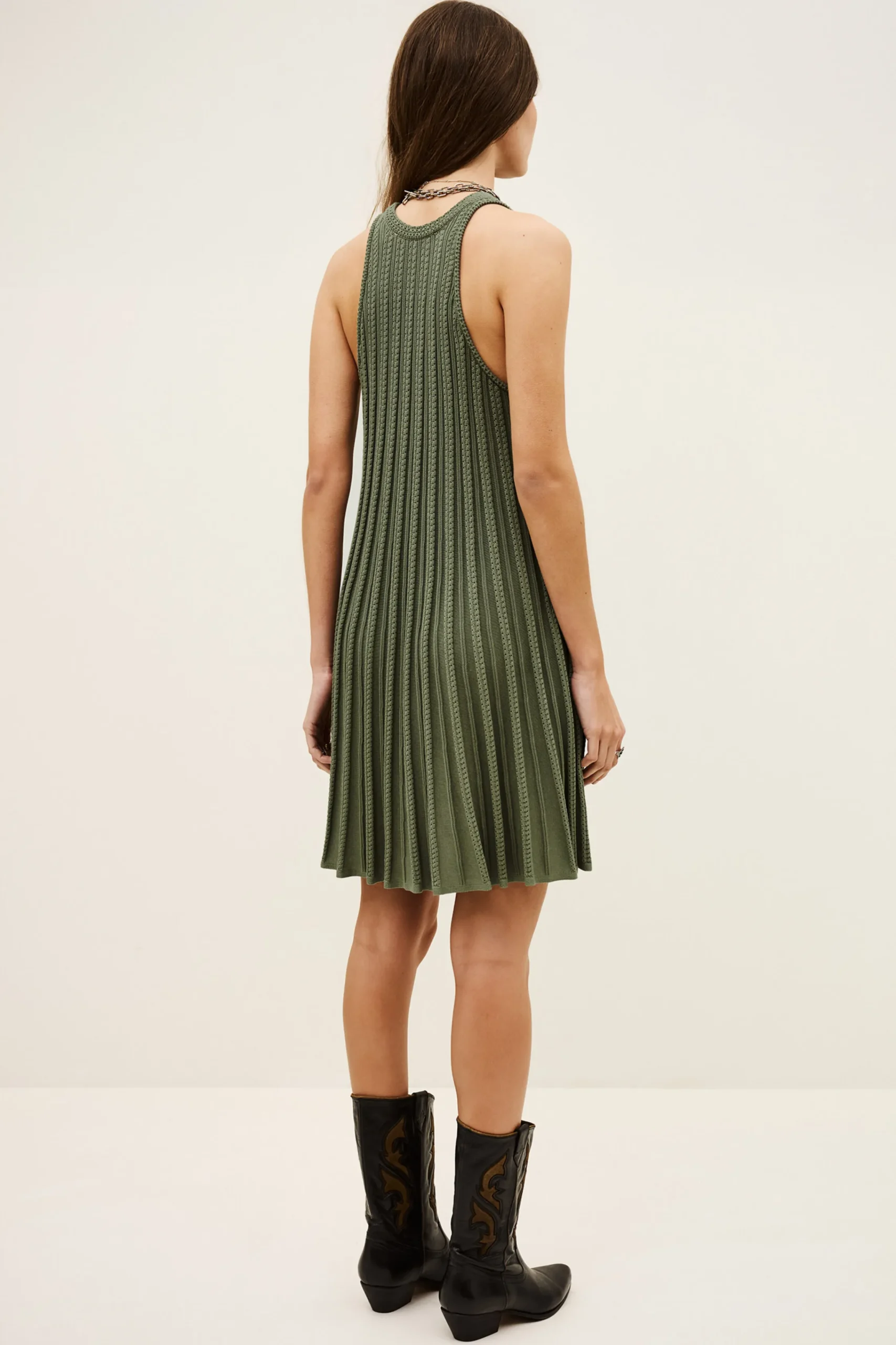 Ba&Sh SINNTA vestido punto sin mangas plisado VERDE Outlet