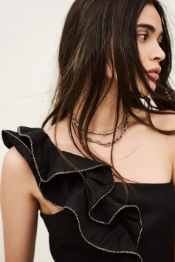 Ba&Sh SWENIA top con volantes superpuestos NEGRO Outlet