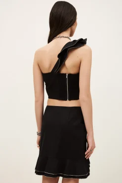 Ba&Sh SWENIA top con volantes superpuestos NEGRO Outlet