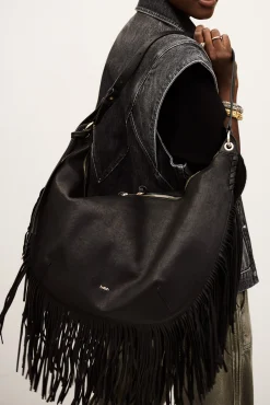 Ba&Sh SWING bolso con flecos NEGRO Clearance