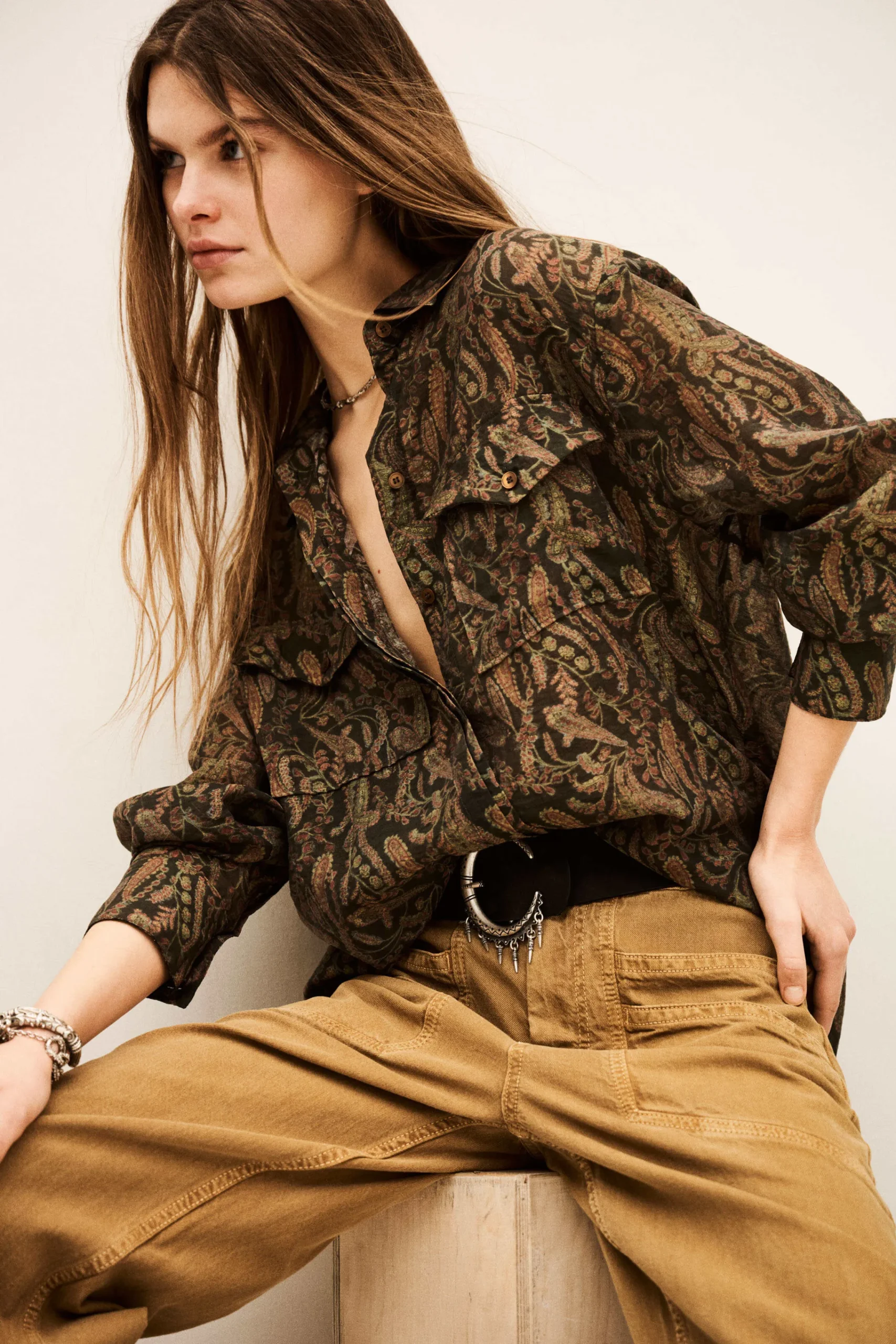 Ba&Sh TAO camisa oversize bohemia VERDE Best