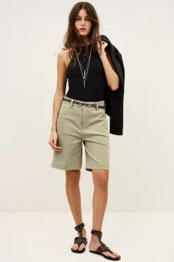 Ba&Sh TODD bermudas anchas de algodón VERDE Sale