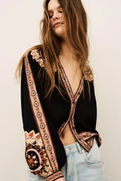 Ba&Sh VALDA camisa suelta estampada GRIS Sale