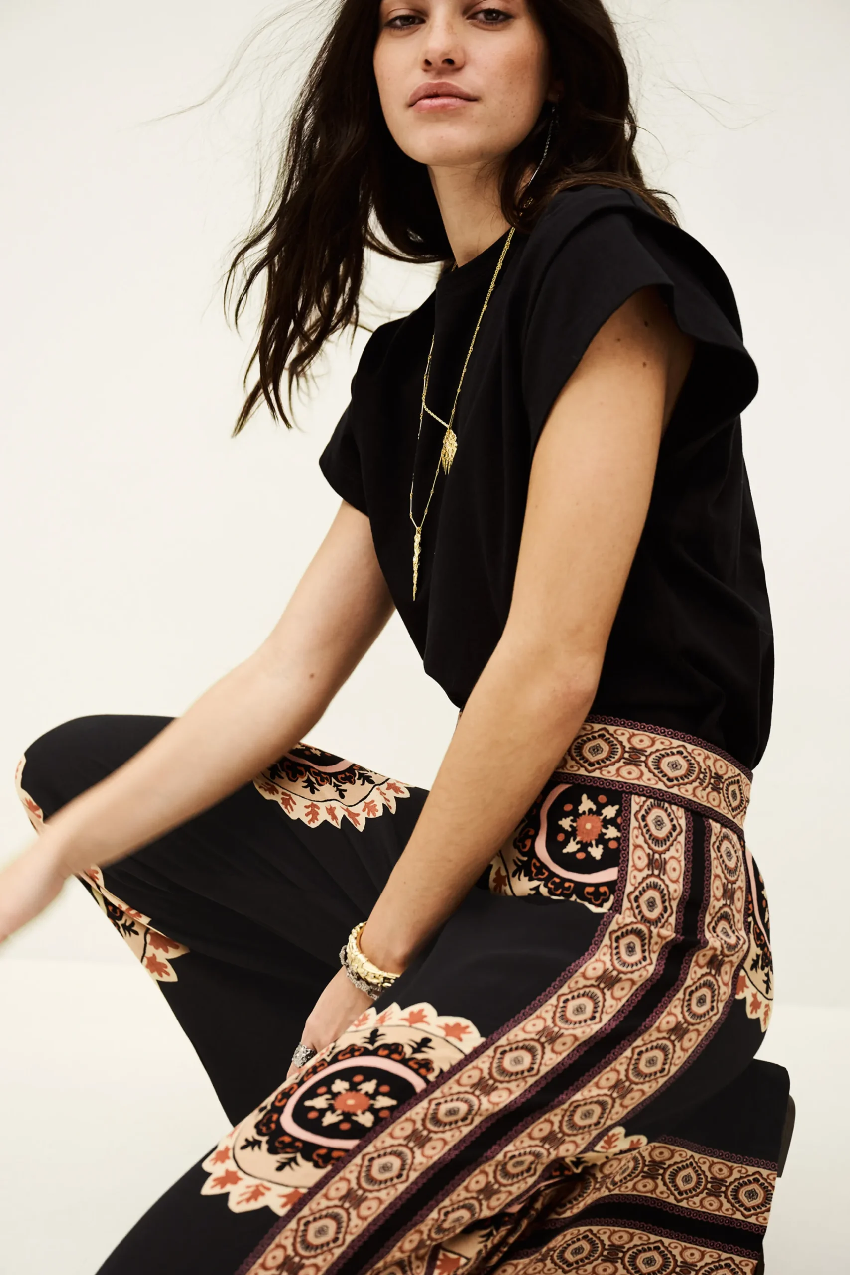 Ba&Sh VALLA pantalón acampanado estampado € 215 € 172 GRIS Discount