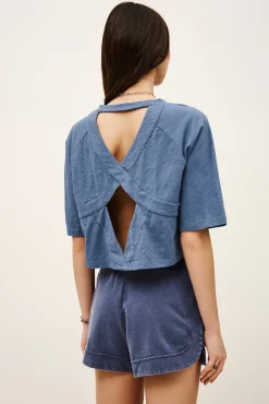 Ba&Sh VANY camiseta de algodón AZUL Clearance