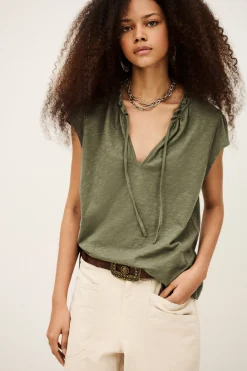 Ba&Sh VERY top con mangas de volantes VERDE Hot