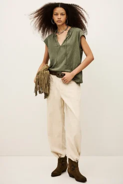 Ba&Sh VERY top con mangas de volantes VERDE Hot