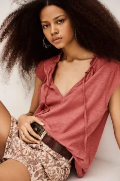 Ba&Sh VERY top con mangas de volantes PINK Clearance