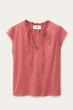 Ba&Sh VERY top con mangas de volantes PINK Clearance