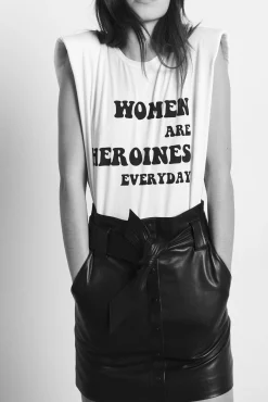 Ba&Sh WOMAN camiseta con mensaje BLANCO Outlet