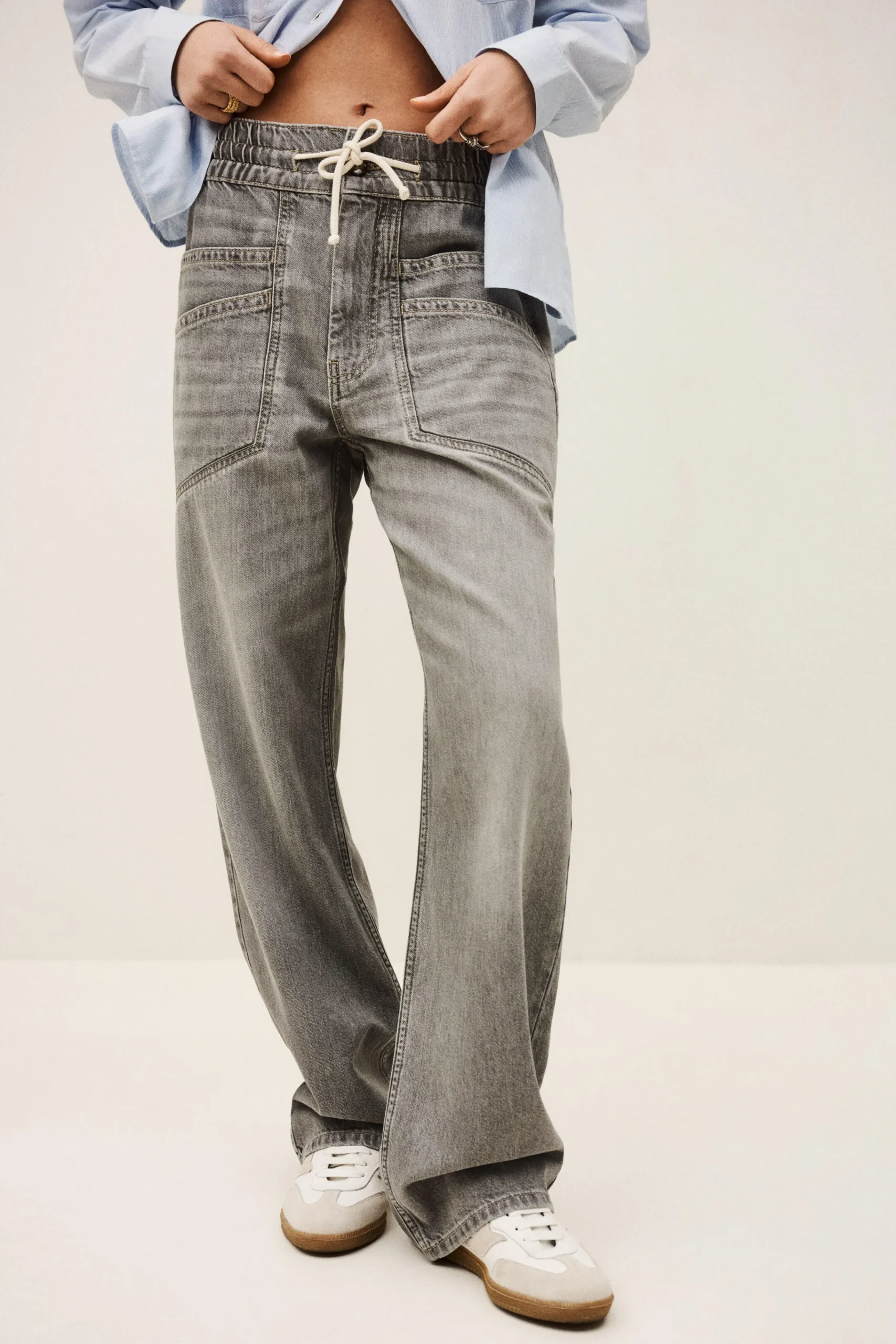 Ba&Sh YIMA pantalón ancho acampanado € 185 GRIS Sale