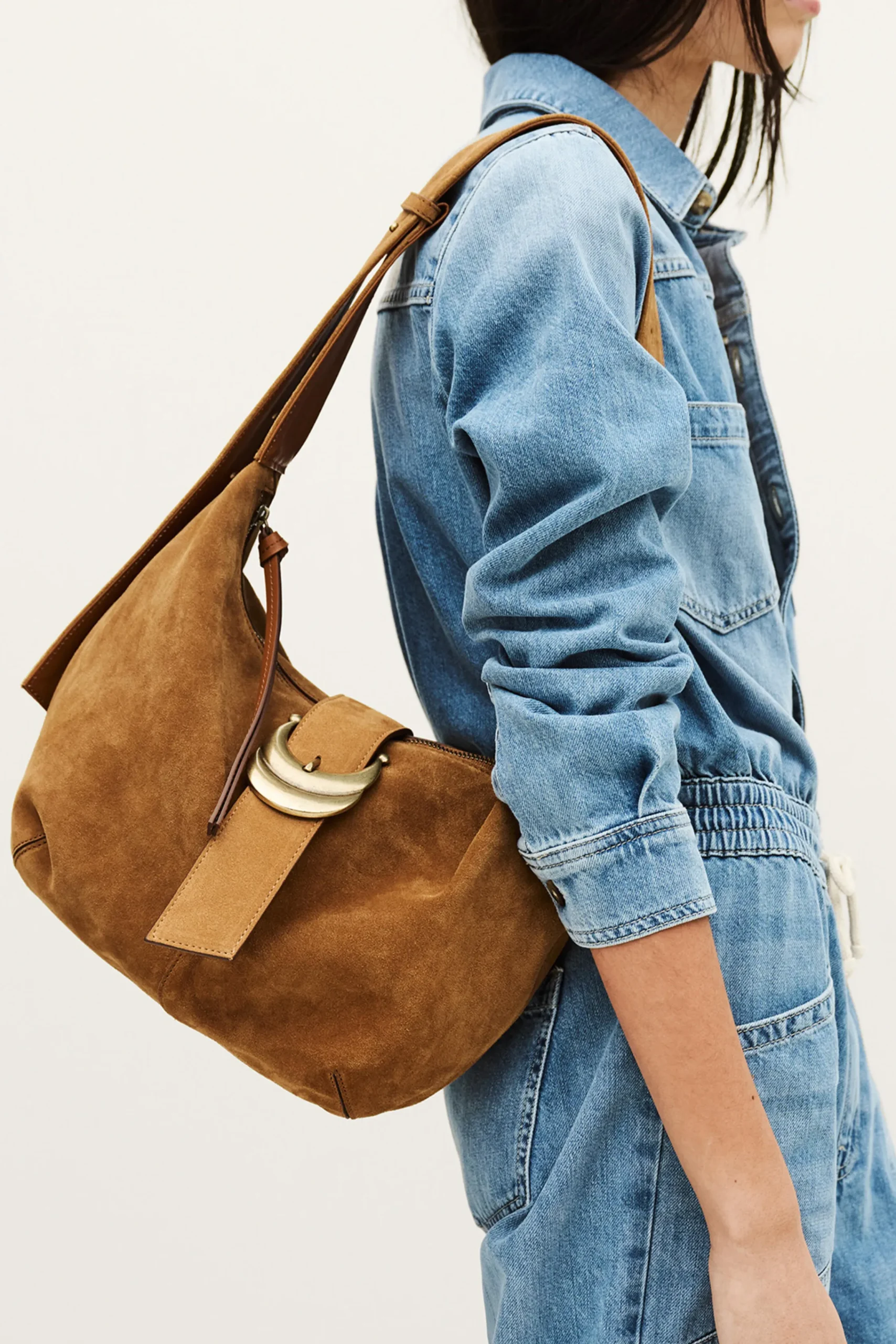 Ba&Sh YOUYOU bolso hobo de ante MARRON Outlet