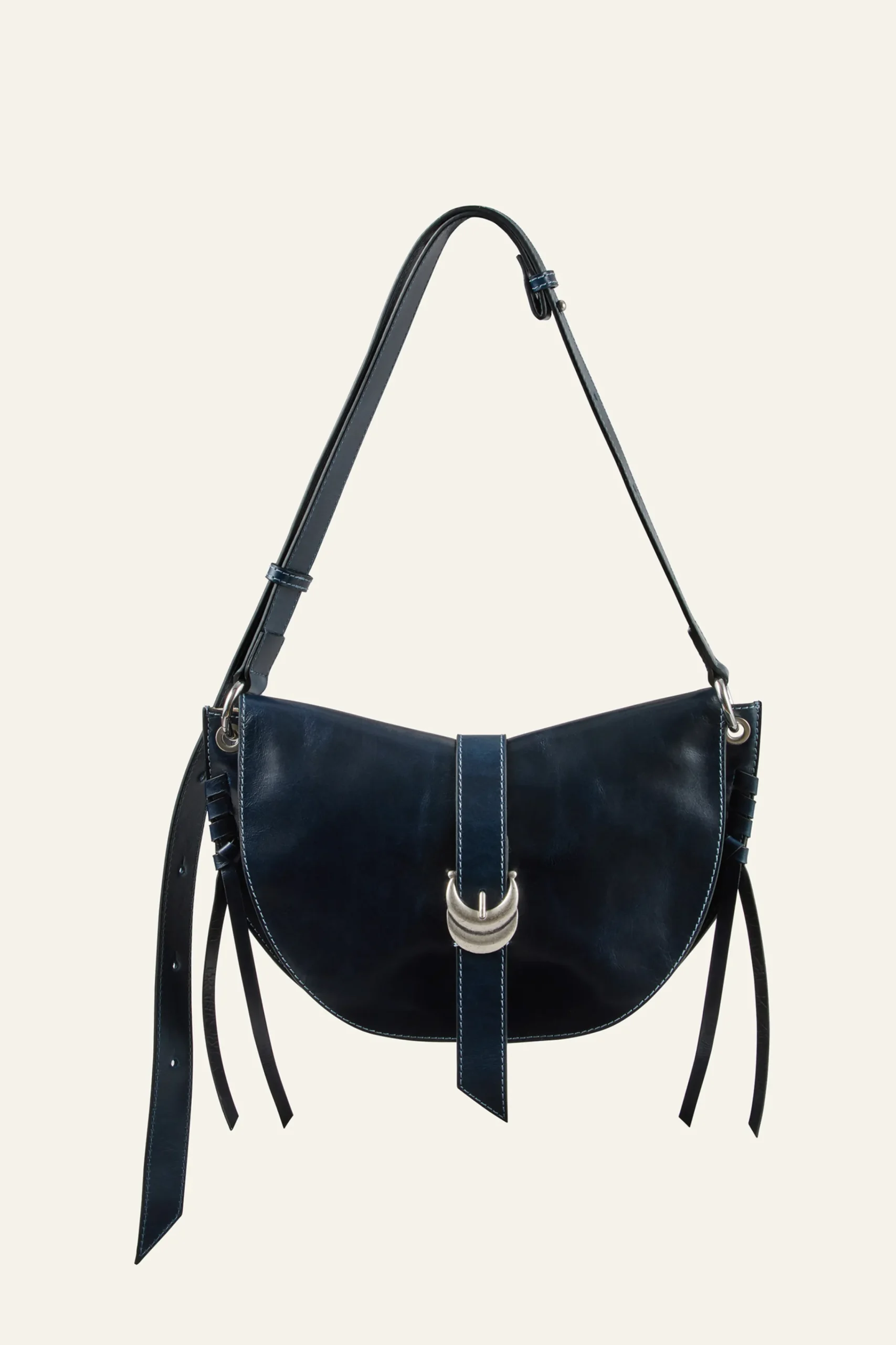 Ba&Sh YOUYOU bolso saddle de cuero AZUL Online