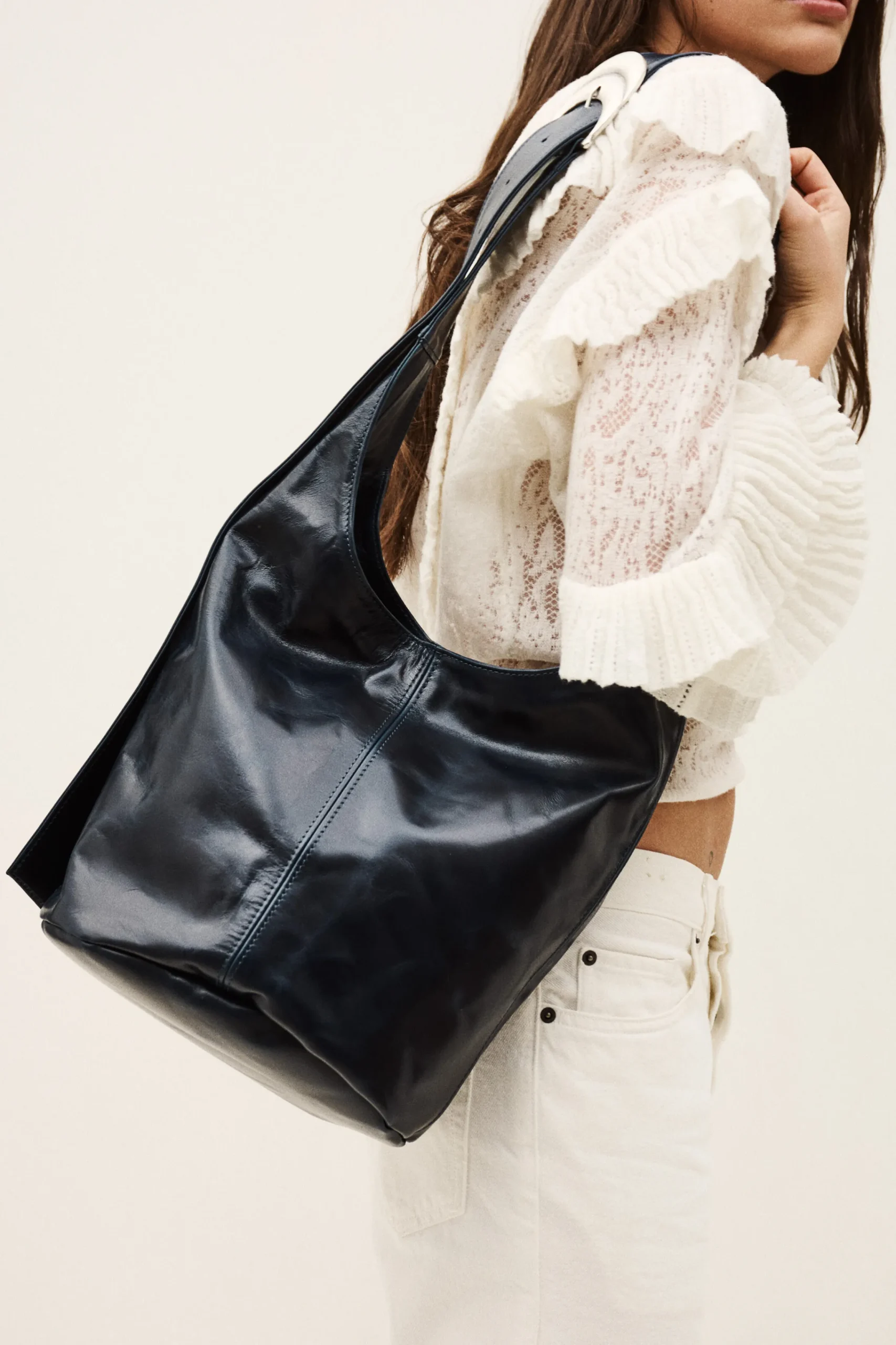 Ba&Sh YOUYOU bolso tipo saco de cuero AZUL