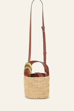 Ba&Sh YOUYOU bolso tipo saco mini de rafia MARRON Discount