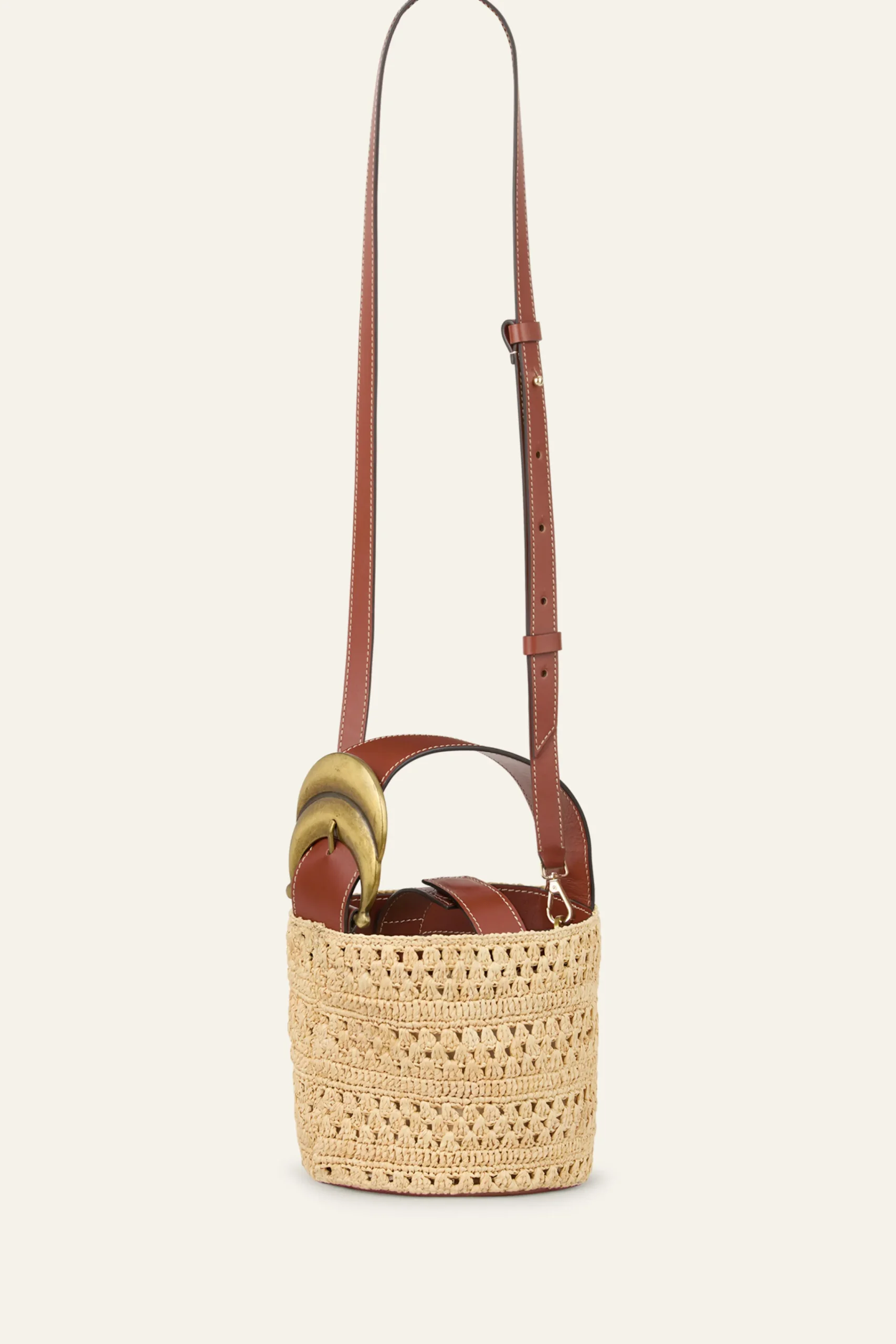 Ba&Sh YOUYOU bolso tipo saco mini de rafia MARRON Discount