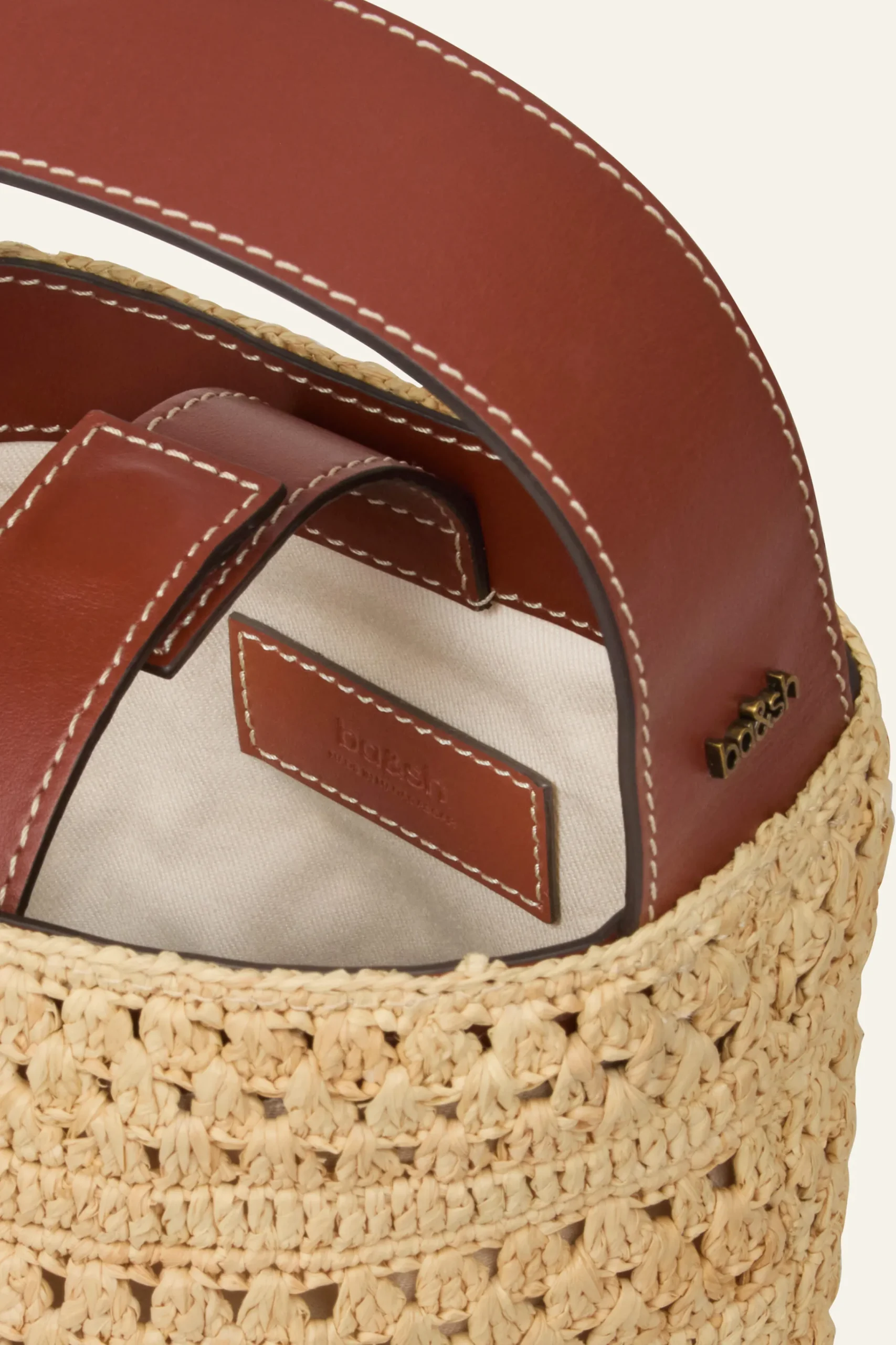 Ba&Sh YOUYOU bolso tipo saco mini de rafia MARRON Discount