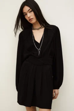 Ba&Sh ALANA vestido corto cruzado NEGRO New
