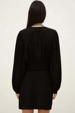 Ba&Sh ALANA vestido corto cruzado NEGRO New