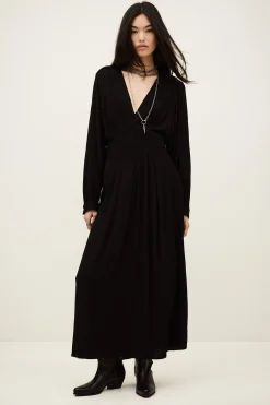 Ba&Sh AMBRA vestido midi elegante NEGRO Clearance