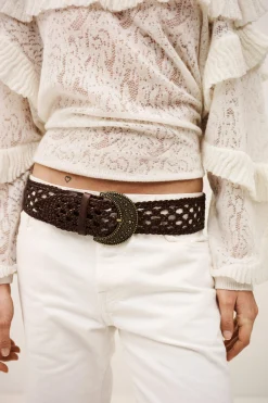 Ba&Sh BALMY cinturón de cuero trenzado € 185 MARRON Online