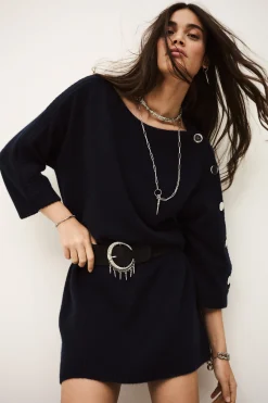 Ba&Sh COLEEN vestido de suéter de cachemira AZUL Outlet