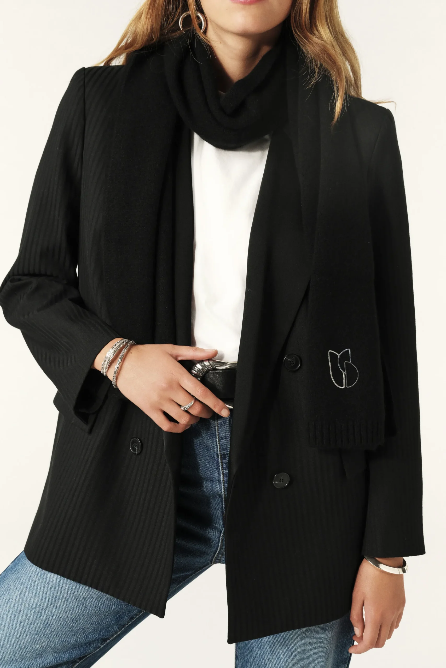 Ba&Sh COMIE bufanda larga NEGRO Discount