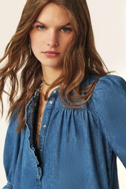 Ba&Sh LICONI vestido corto de mezclilla AZUL Sale