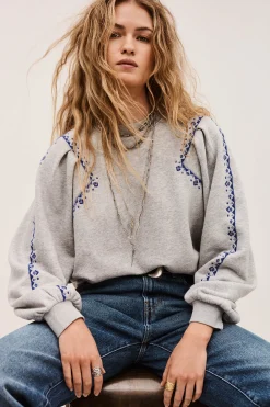 Ba&Sh MESTA sudadera bordada GRIS New